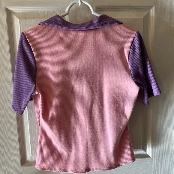 GoodTime USA 2-Piece XL Pink/Lavender Ribbed Collared w/Flared Bottoms Jump Suit - Picture 14 of 16